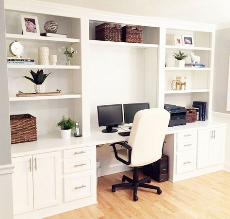 Eye Candy: 10 Organized Desks To Inspire You For The New Year Office Built Ins, Furniture Woodworking, Office Makeover, Built In Bookcase, Built In Desk, Home Office Space, Home Office Design, New Wall, Home Office Furniture