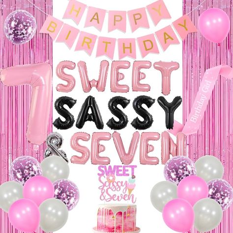 Amazon.com: JOYMEMO Sweet Sassy and Six Birthday Decorations Girl, Pink Sweet Six Birthday Party Supplies with Donut Ice Cream 6th Birthday Cake Topper, Birthday Girl Sash, Happy Birthday Banner, Tinsel Curtain : Toys & Games Sweet Sassy And Seven Birthday, 7th Birthday Cake, Tinsel Curtain, 7th Birthday Cakes, Donut Ice Cream, 6th Birthday Cakes, Birthday Sash, Girl Birthday Decorations, Celebration Birthday