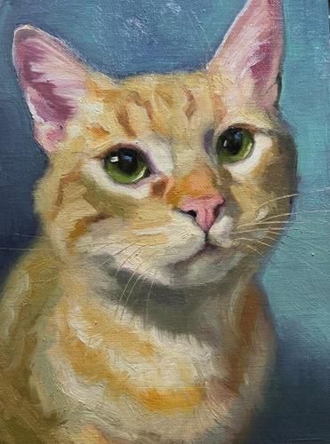 Cat Still Life Painting, Fun Acrylic Painting Ideas, Orange Cat Drawing, Ginger Cat Painting, Orange Cat Painting, Zine Collage, Katya Minkina, Ginger Cat Art, Kitten Painting