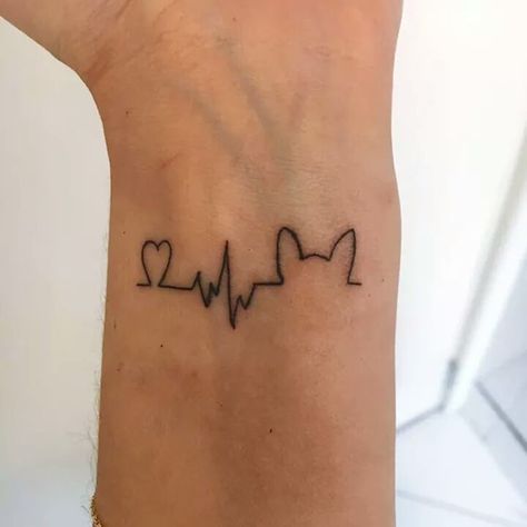 Simple Frenchie Tattoo, Tatoo Dog, Hammer Tattoo, French Bulldog Tattoo, Small Girly Tattoos, Bulldog Tattoo, Tattoos For Dog Lovers, Dog Paw Tattoo, Cursive Tattoos