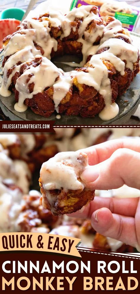 Sweet Monkey Bread, Monkey Bread With Cinnamon Rolls, Easy Christmas Breakfast Ideas, Tv Snacks, Cinnamon Bread Easy, Overnight Oats Recipe Easy, Easy Monkey Bread, Bread Quick, Cinnamon Roll Monkey Bread