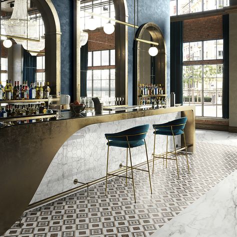 Intarsi - Tiles | Ciot Bar Deco, Bar Interior Design, Luxury Bar, Bar Interior, Coffee Shop Design, Lounge Design, Wood And Marble, Bar Design Restaurant, Cafe Interior Design