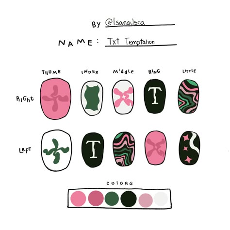 Txt Nails Designs Loser Lover, Enhyphen Nails, Twice Kpop Nails, Txt Inspired Nails Temptation, Txt Nails Designs Temptation, Twice Nail Art, Twice Inspired Nails, Txt Nail Art, Ateez Nail Art