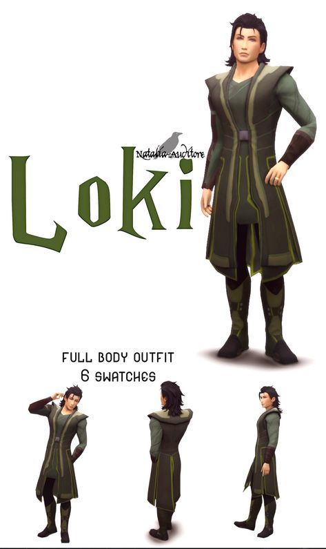 Loki outfit | Natalia-Auditore on Patreon Loki Outfit, Sims 4 Cc Patreon, Ts4 Clothes, Sims 4 Men Clothing, Masculine Clothing, Sci Fi Clothing, Cc Patreon, Sims Medieval, Nerd Outfits