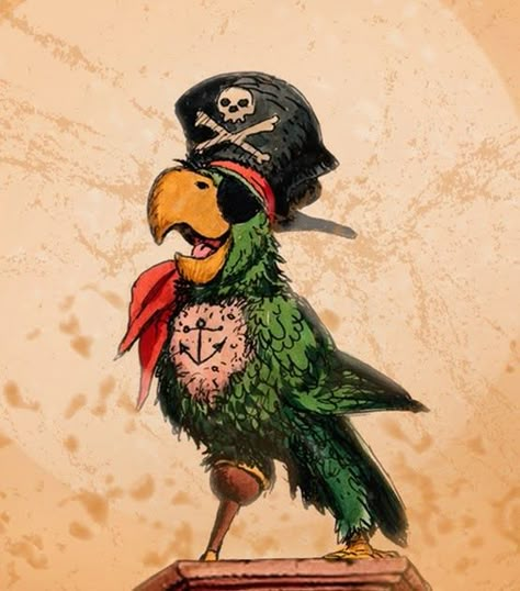 Cool Pirate Art, Pirate Parrot Drawing, Pirate Bird Tattoo, Parrotfish Tattoo, Pirate Island Concept Art, Pirate Parrot Tattoo, Pirate Art Drawing, Pirate Drawings, Parrots Drawing