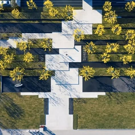 Cubic Landscape Architecture, Straight Landscape Design, Rectangle Landscape Design, Grid Landscape Design, Triangle Landscape Design, Grid Landscape, New Classic Design, Ground Design, Architecture Design Process