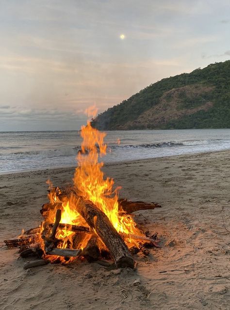 Castaway Aesthetic, Robinson Crusoe Aesthetic, Campfire Aesthetic, Bonfire Beach Night, Fire On The Beach, Beach Campfire, Wild Fire Book, Beach Campfire Aesthetic, Bonfire On Beach Aesthetic