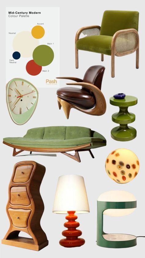 70s Aesthetic Furniture, Midcentury Modern Lamps, Midcentury Interior, Aesthetic House, Retro Interior, Apartment Decor Inspiration, Maximalism, Architect House, Dream House Interior