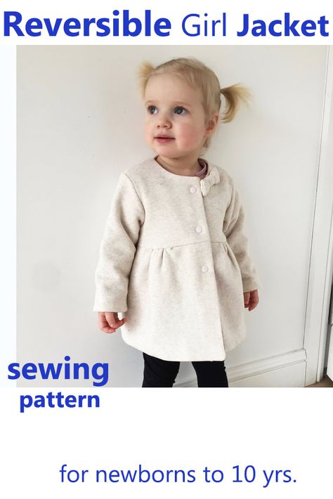 Fleece Jacket Diy, Baby Winter Sewing Patterns, Diy Jacket Pattern, Toddler Girl Sewing Patterns, Girls Jacket Pattern, Girls Pdf Sewing Patterns, Making Baby Clothes, Girl Jacket, Baby Jackets Pattern