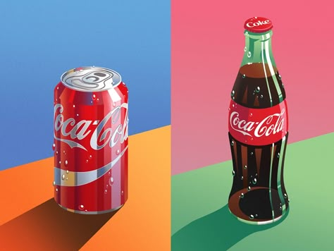 Coke Illustrations by Brittany Harden on Dribbble Coke Bottle Illustration, Coke Illustration, Coca Cola Poster, Jack And Coke, Coca Cola Zero, Aluminum Can Crafts, Coca Cola Can, Coffee Shop Logo, Coke Cans