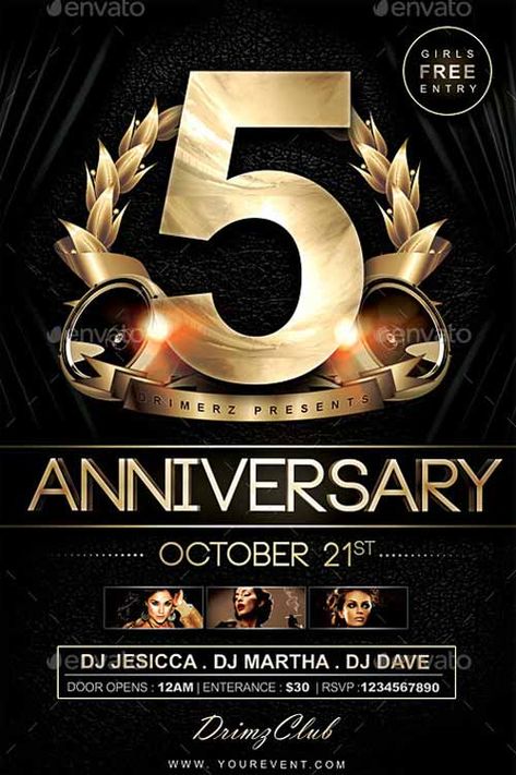 Anniversary Flyer Template - http://ffflyer.com/anniversary-flyer-template/ Enjoy downloading the Anniversary Flyer Template by Drimerz   #Anniversary, #Celebration, #Club, #Dinner, #Elegant, #Event, #Gala, #Party Anniversary Flyer Design, Gala Flyer, 5 Anniversary, Business Anniversary, Anniversary Design, 25 Anniversary, Company Anniversary, Gala Party, Flyer Free