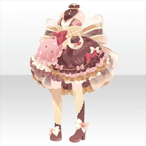 Dessert Outfit, Magical Girl Outfit, 귀여운 음식 그림, With You, Candy Art, Clothing Design Sketches, Sweet Guys, Drawing Anime Clothes, Cocoppa Play