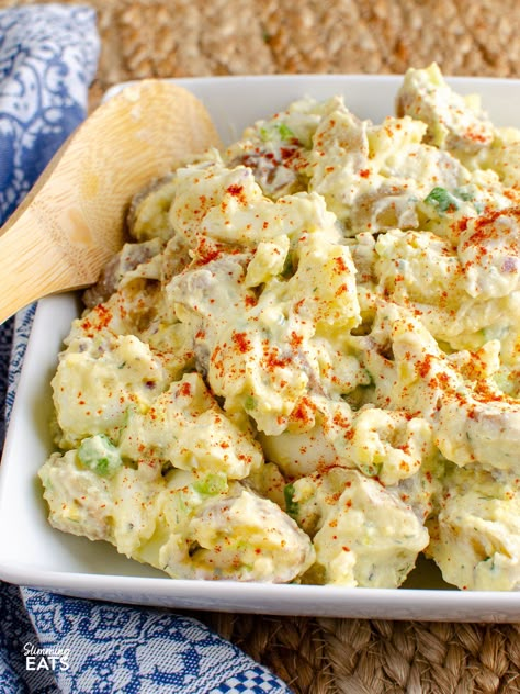 Deviled Egg Potato Salad Recipe, Egg Potato Salad Recipe, Traditional Potato Salad Recipe, Egg Potato Salad, Healthy Potato Salad, Potato Salad No Mayo, Old Fashioned Potato Salad, Deviled Egg Potato Salad, Egg Potato