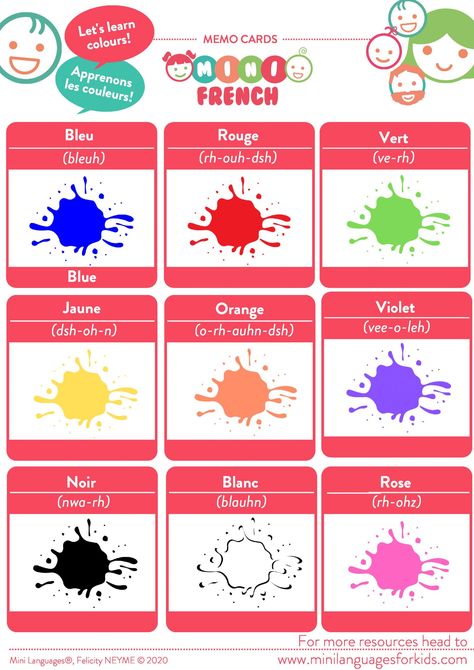 French Colours - Learn Colours in French for Kids French Preschool Activities Free Printable, Free French Printables, French Activities For Preschoolers, French Activities For Kids, Colours In French, French Preschool Activities, Tot Schooling, French Colours, French Language Learning Kids