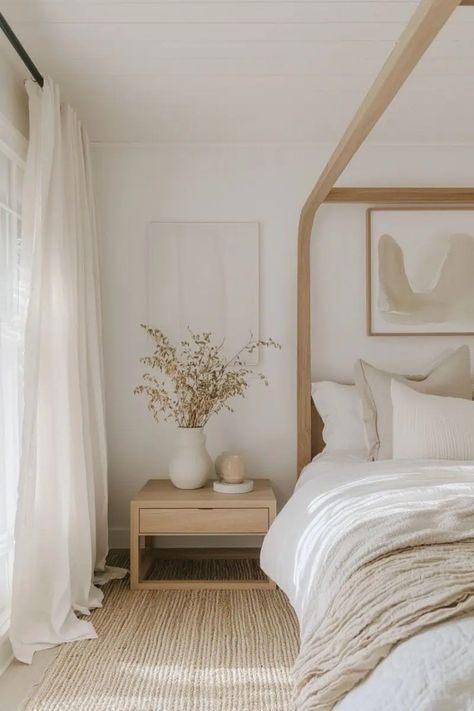 30 Minimalistic Bedroom Designs That Prove Less Is More Clean Room Minimalist, Bedroom Clean Aesthetic, Korean Bedroom Aesthetic, Clean Apartment Aesthetic, Minimalistic Bedroom Ideas, Mediterranean Minimalist Interior, Minimalist Scandinavian Bedroom, White Minimalist Bedroom, Minimalist White Bedroom