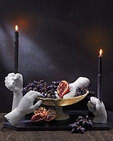 Plaster Hands How-To - Martha Stewart Crafts I like the candleholder idea Plaster Hands, Hallowen Ideas, Martha Stewart Crafts, Adornos Halloween, Halloween Tattoo, Adult Halloween Party, Halloween Decorations Indoor, Theme Halloween, Halloween Inspiration