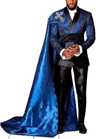 Royal Blue Tuxedo, Prince Wedding, Graduation Suits, Blue Tuxedo, Homecoming Suits, Prom Suits For Men, Cape Fashion, Blue Cape, Blue Suit Men