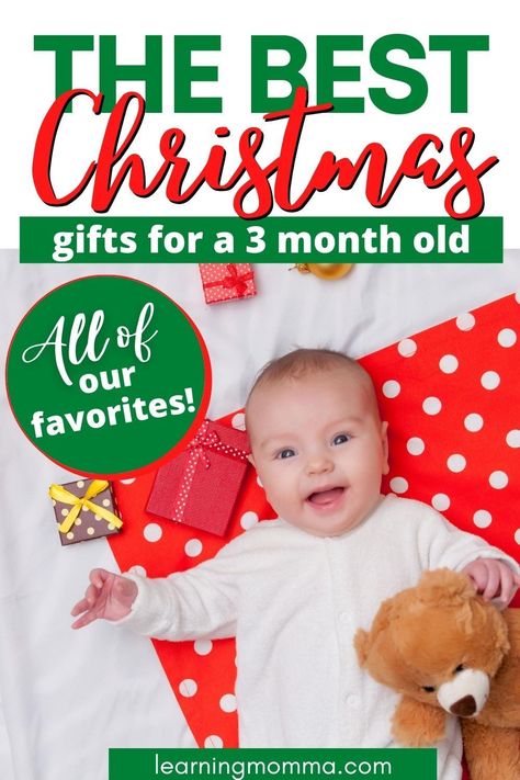 Finding the best toys for a 3 month old baby for Christmas can be hard! Read my top ideas for 3 month old Christmas gifts (from a mama of 2). There are gift options for every budget! #3monthsold #Christmasgifts #Christmasgiftideas #babygiftideas #babygift Christmas With A 3 Month Old, Christmas Presents For 3 Month Old, 3 Month Christmas Gifts, 2 Month Old Christmas Gifts, 4 Month Old Christmas Gifts, 3 Month Old Christmas Gifts, Three Month Old Baby, Gift Buying Guide, 2 Month Old Baby