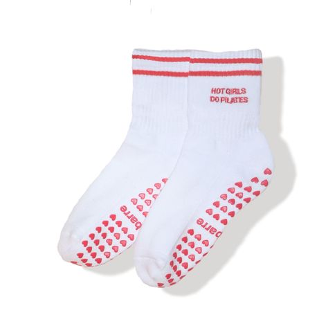 PRICES MAY VARY. Pila-Barre Grip Socks   Embroidered “HOT GIRLS DO PILATES” design. 100% Premier cotton Red stitched stripes along the top of the pilates sock Red Heart Grips and Pila-Barre logo on the bottom Ribbed detail on the top Elevate your Pilates sessions with our Pila-Barre Grip Pilates Socks. Made from 100% premier cotton, these one-size-fits-most socks feature a stylish "HOT GIRLS DO PILATES" embroidery and red stitched stripes for a touch of flair. Enhanced with red heart grips and t Pilates Design, Sock Ideas, Pilates Gifts, Barre Socks, Job Interview Outfit, Socks Aesthetic, Pilates Outfit, Pilates Routine, Pilates Clothes