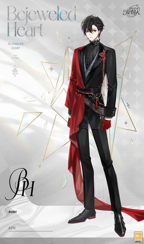 Anime Guys In Suits And Tie, Anime Suit Guy, Villain Clothes Male, Villain Outfits Design Male, Royal Outfits Male, Male Fantasy Clothing, Anime Suit, Ball Outfit, Suit Drawing