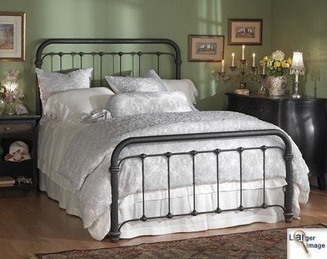 Iron Headboards King Size - Ideas on Foter Wesley Allen Iron Bed, Pretty Bed, Wrought Iron Bed Frames, Iron Headboard, Cast Iron Beds, Wrought Iron Beds, Iron Beds, California King Headboard, Wrought Iron Bed