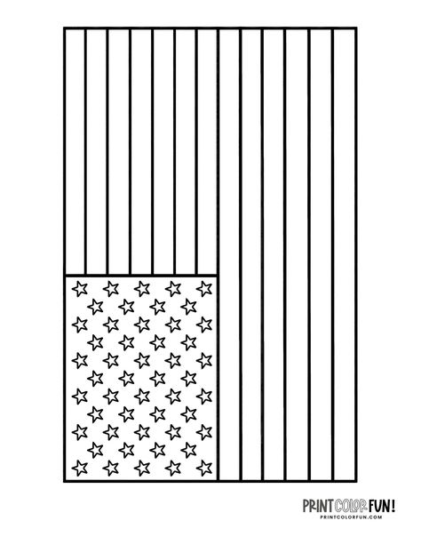 Simple American flag coloring printable - PrintColorFun com 2 Flag Coloring Pages Free Printable, American Flag Coloring Page, Flag Etiquette, Old Glory Flag, Memorial Day Coloring Pages, July Activities, American Flag Kids, Flag Clipart, Flag Printable