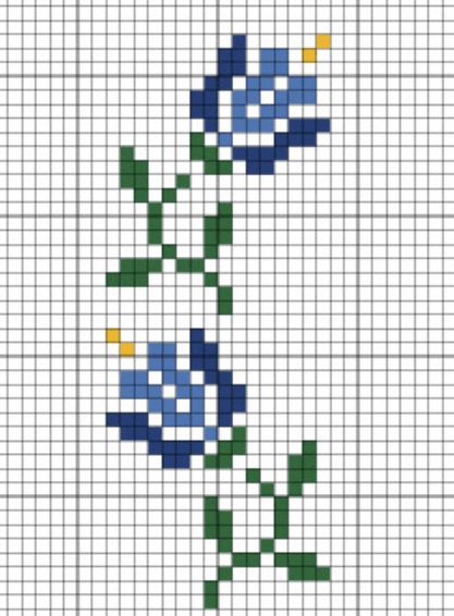 blue flowers cross stitch Cross Stitch Vine Border, How To Do Cross Stitch Embroidery, Easy Flower Cross Stitch Pattern, Cross Stitch Border, Embroidery Blue, Flowers Cross Stitch, Cross Stitch Border Pattern, Tiny Cross Stitch, Subversive Cross Stitch