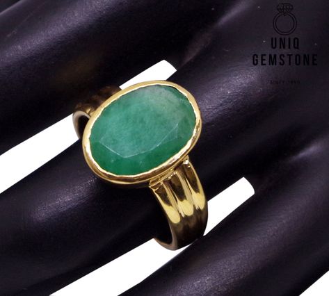 AAA Natural Certified Emerald (Panna) Ring 3.82 to 8.30 Carat with Panchadhatu Astrology Ring for Unisex Panna Ring, Astrology Ring, Colombian Emerald Ring, Cats Eye Ring, Chirstmas Gift, Eastern Countries, Gold Ring Designs, Men Ring, Garnet Gemstone