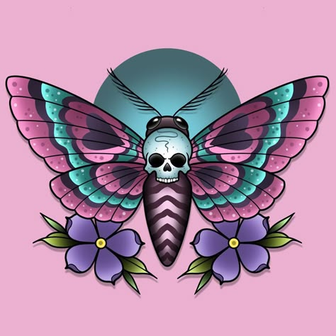 Girly Horror, Moth Clipart, Alex Tattoo, Alex Strangler, Moth Tattoo Design, Skull Moth, Japan Tattoo Design, Posca Marker, Moth Art