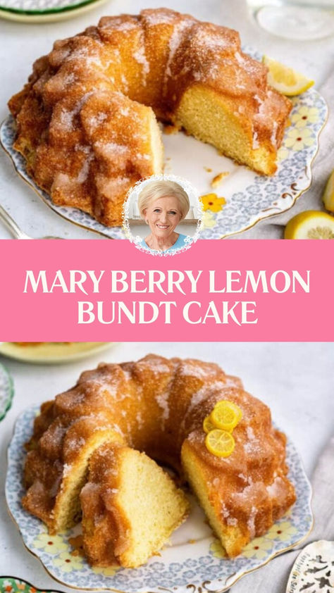 Mary Berry Lemon Bundt Cake Lemon Poundcake Bundt, Lemon Berry Mascarpone Cake, Pretty Bundt Cakes, Lemon Ricotta Bundt Cake, Mary Berry Recipes Baking, Fresh Lemon Recipes, Mary Berry Cakes, British Food Traditional, Lemon Bundt Cake Recipe