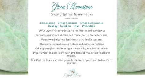 Green Moonstone Crystal Meaning, Green Moonstone Meaning, Moon Stone Meaning, Moonstone Meaning, Moonstone Properties, Moonstone Benefits, Pictures Of Crystals, Crystals Green, Crystal Healing Chart