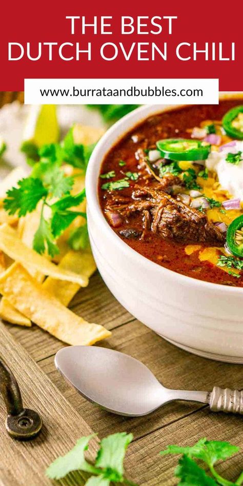 Beef Chili Dutch Oven Recipes, Chili Recipe Using Chuck Roast, Chili In A Dutch Oven, Chili Made With Chuck Roast, Dutch Oven Chilli Recipes, Chuck Roast Chili Recipes, Chili Dutch Oven Recipes, Chili With Chuck Roast, Chuck Chili