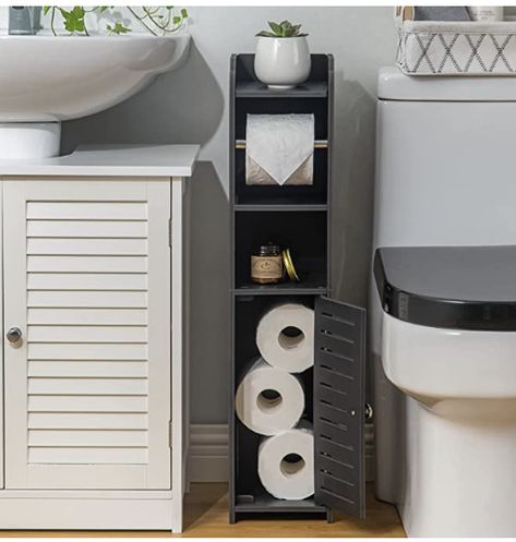 Storing Toilet Paper, Bathroom With Toilet, Small Bathroom Cabinet, Narrow Bathroom Cabinet, Bathroom Toilet Decor, Small Bathroom Cabinets, Small Bathroom Storage Cabinet, Slim Storage Cabinet, Toilet Paper Holder Stand