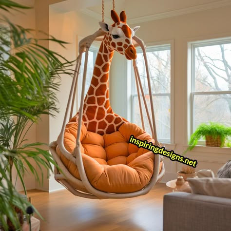 These Animal Shaped Hanging Loungers Let You Swing Like You’re in the Wild Cat Chair Design, Kids Hanging Chair, Indoor Hanging Chair, Animal Furniture, Wall Partitions, Animal Chair, Romantic Minimalist, Hanging Chair With Stand, Wall Partition