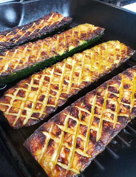 Viral Scored Zucchini - Women of Today Tik Tok Zucchini, Ribbon Zucchini Recipes, Thomas Keller Zucchini Recipe, Scored Zucchini Recipes, Zucchini Appetizers For Party, Scored Zucchini, Pan Seared Zucchini, Smoked Zucchini, Charred Zucchini