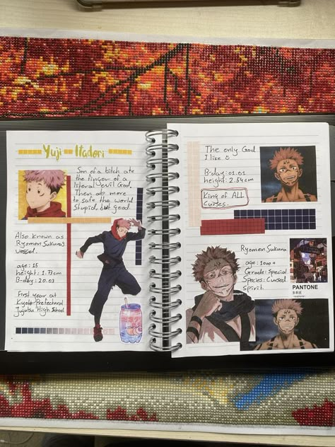 Sukuna Painting, Jujutsu Kaisen Journal, Yuji Drawing, Anime Journal Aesthetic, Journals Aesthetic, Reflective Journal, Decorate Notebooks, Only Aesthetic, Anime Journal