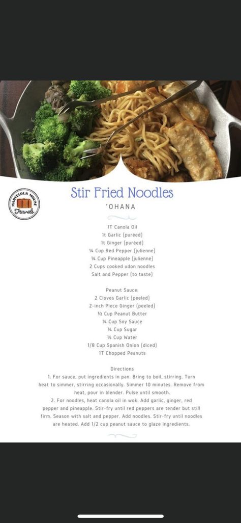 Fried Noodles Recipe Hawaiian, Ohana Disney Recipes, Ohana Noodles Recipe, Disney Ohana Noodles, Ohana Noodles, Ohana Breakfast Disney, Ohana Restaurant Disney, Fry Noodles, Disney Inspired Food