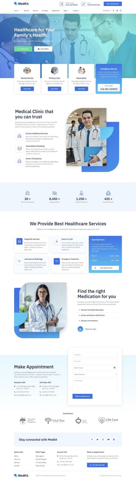 MedKit - Health & Medical Elementor Template Kit Medical Layout Design, Medical Site Design, Hospital Web Design, Healthcare Website Design Inspiration, Medicine Website Design, Health Care Website Design, Medical Website Design Inspiration, Doctor Website Design, Health Website Design