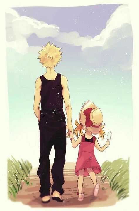 Bakugou and Mahoro - He gonna be a good daddy Kid Bakugou, Bakugo Katsuki Fanart Cute, Kids Hero, Bakugou Manga, Katsuki Bakugo, My Hero Academia Shouto, Bakugou Katsuki, My Hero Academia Memes, Buko No Hero Academia