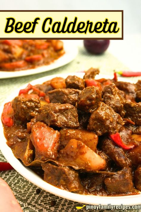 Beef Caldereta Recipe Beef Mechado Recipe, Beef Kaldereta Recipe, Beef Caldereta Recipe, Kaldereta Recipe, Mechado Recipe, Filipino Beef Stew, Caldereta Recipe, Beef Mechado, Homemade Beef Broth