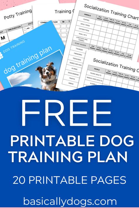 Free Printable Dog Training Plan Template to Download - Basically Dogs Training Plan Template, Potty Training Schedule, Training Planner, Puppy Training Schedule, Dog Commands, Printable Dog, Service Dog Training, Basic Dog Training, Potty Training Puppy