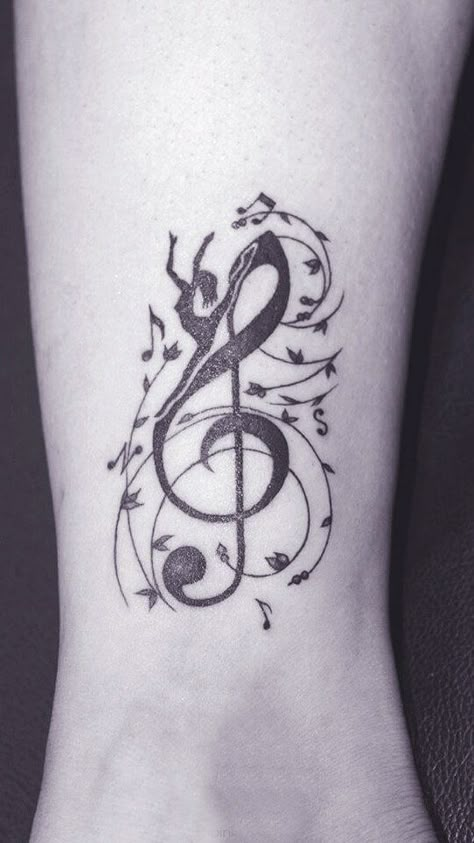 Dance And Music Tattoo, Music And Dance Tattoo, Small Dance Tattoo, Tattoo Ideas Dance, Ballet Tattoo Ideas, Dance Tattoo Ideas Dancers, Musicals Tattoo, Dance Tattoo Designs, Dance Related Tattoos