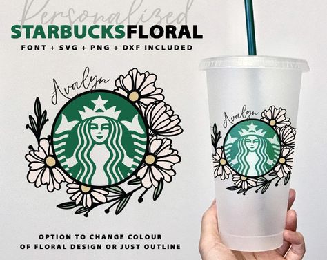 Personalized Starbucks SVG Floral Design Flowers Name Summer | Etsy Starbucks Art, Starbucks Cup Design, Flowers Name, Starbucks Design, Starbucks Svg, Spring Svg, Personalized Starbucks Cup, Custom Starbucks Cup, Starbucks Logo