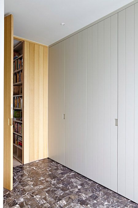 rec room media doors Floor To Ceiling Cupboards, Recreational Room Ideas, Weatherboard House, Kitchen Dining Living Room, Bedroom Cupboards, Recreational Room, Built In Furniture, Closet Door, Retro Interior