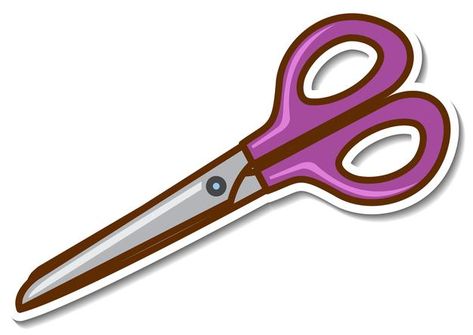 A purple scissor sticker on white backgr... | Free Vector #Freepik #freevector #background #badge #cartoon #sticker Cartoon Scissors, Sewing Machine Drawing, Machine Drawing, Fabric Scissors, Paper Cutout, Blue Lock, Journal Stickers, Sewing Machine, White Background