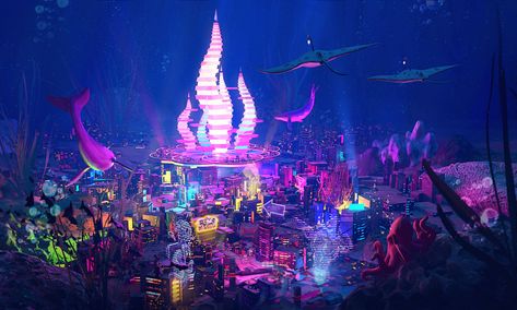 Story Settings, Concept Vehicles Sci Fi, H2o Mermaids, Sea Dream, Nightclub Design, Episode Backgrounds, Underwater City, Sf Art, Underwater Art