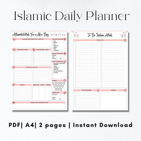 Islamic Planner Ideas, Islamic Planner, Islamic Daily Planner, Muslim Planner, Sleep Journal, Daily Routine Planner, Daily Checklist, Planner Sheets, Quran Recitation