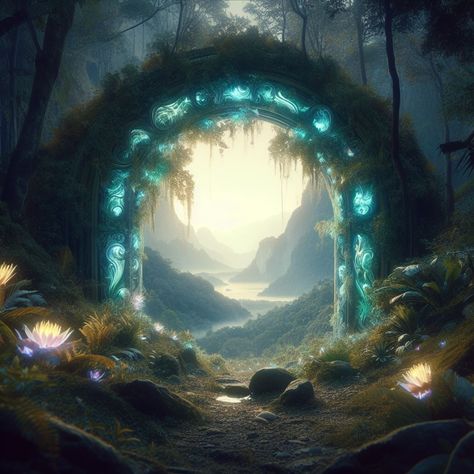 Magical Realm Aesthetic, Magic Door Fantasy Portal, Magic Portal Aesthetic, Portals To Another World, Portal Aesthetic, Forest Portal, Portal Opening, Fantasy Portal, Fairy Portal