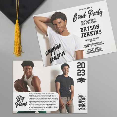 Unique Graduation Invitations, Graduation Invitation Cards, Masculine Design, Congratulations To You, Graduation Invitation, Open Bar, Graduation Announcements, Graduation Invitations, Grad Parties