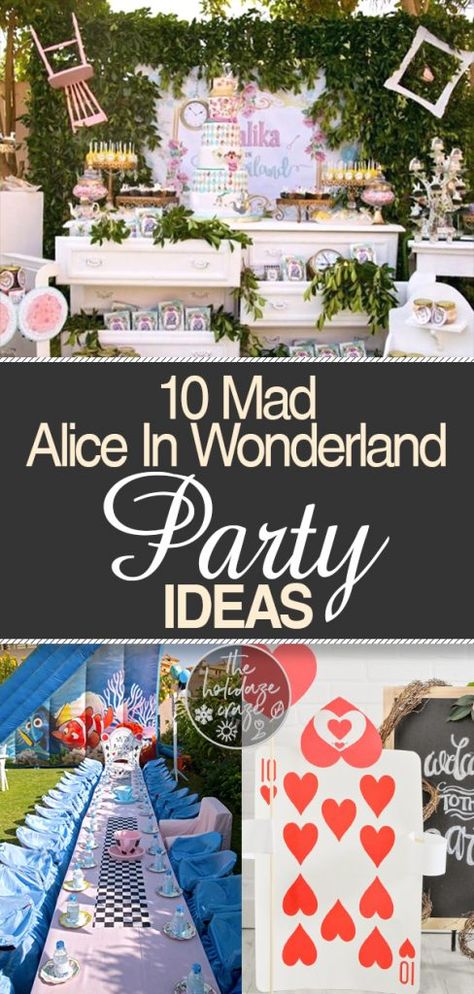 10 “Mad” Alice In Wonderland Party Ideas | Party Ideas, DIY Party Ideas, Alice In Wonderland Party, Party Ideas Birthday, Birthday Party Ideas, Birthday Party #party #partyplanning #partyideas #partydecor #birthdayparty Alice In Womderland Games, Indoor Alice In Wonderland Party, Alice In Wonderland Tea Party Decorations Diy, Alice In Wonderland Party Games For Adults, National Mad Hatter Day, Alice In Wonderland Tea Party Birthday Decorations, Alice In Wonderland Topiary, Alice In Wonderland Birthday Games, Alice In Wonderland Themed Games